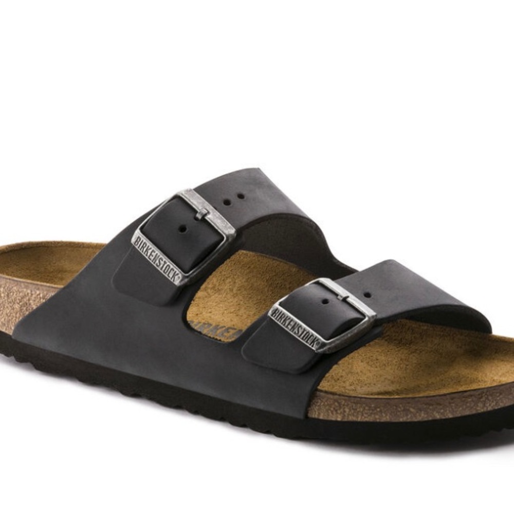 Arizona Oiled Leather Black Birkenstocks